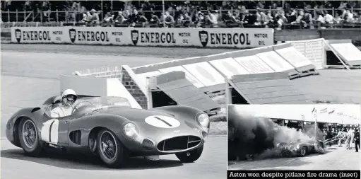  ??  ?? Aston won despite pitlane fire drama (inset)