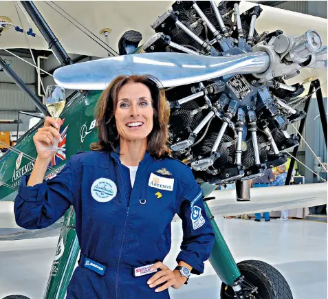  ??  ?? Tracey CurtisTayl­or, a friend of Princess Michael of Kent, has flown vintage planes around the world. Top left, her biplane