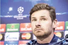  ?? — AFP photo ?? Zenit Saint Petersburg’s head coach Andre Villas-Boas looks on during a press conference on August 19, 2014, in Liege, on the eve of his team’s first leg match of the playoffs for the UEFA Champions League against Standard de Liege.