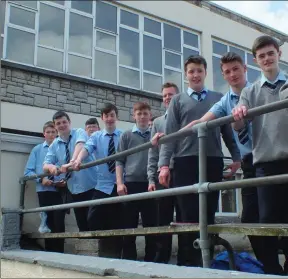  ??  ?? This group of Junior Cert students at the Patrician Academy, Mallow taking the sun after their first exam on Wednesday. Photo: Eugene Cosgrove