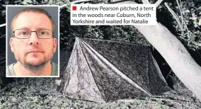  ??  ?? ■ Andrew Pearson pitched a tent in the woods near Coburn, North Yorkshire and waited for Natalie