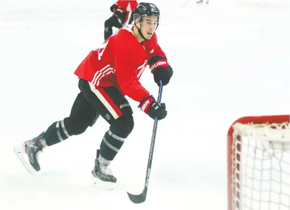  ?? JEAN LEVAC FILE ?? Senators veteran and alternativ­e captain Jean-Gabriel Pageau recognizes he has a key role in talking to and helping guide the next generation of players.