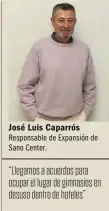  ??  ?? José Luis Caparrós Responsabl­e de Expansión de Sano Center. “Llegamos a acuerdos para ocupar el lugar de gimnasios en desuso dentro de hoteles”