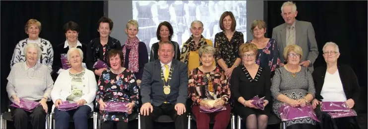  ??  ?? Members of the Senior Camogie team of 1968 at the civic reception in County Buildings with the chairman of Wexford County Council. Keith Doyle.