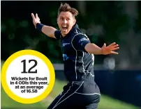  ?? AFP ?? Trent Boult celebrates the wicket of AB de Villiers. —