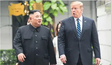  ?? SAUL LOEB TRIBUNE NEWS SERVICE FILE PHOTO ?? White House officials were taken off guard by the sudden policy shift, but press secretary Sarah Huckabee Sanders said President Donald Trump was pulling back the sanctions because he “likes” North Korea's leader Kim Jong Un.