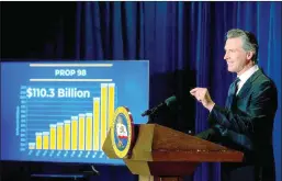  ?? Lezlie Sterling
/TNS ?? California Gov. Gavin Newsom presents his revised state budget in May at the California Natural Resources Agency in Sacramento.the Legislativ­e Analysts Office is predicting the state could see a $25 billion budget deficit next year.