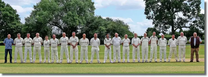  ?? ?? Players representi­ng the former Dudley Cricket Club line up for the camera prior to their anniversar­y game against Beacon CC on June 12 (Picture Stuart Leggett)