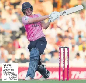  ?? PHOTO: JAMES CHANCE/ GETTY IMAGES ?? George Scott in action for Middlesex