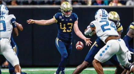  ?? DANNY KARNIK/GEORGIA TECH ATHLETICS ?? Georgia Tech punter David Shanahan, a native of Ireland, will get a chance to play in front of family and friends in the 2024 season opener against Florida State. Shanahan grew up playing Gaelic football, rugby and basketball in County Kerry.