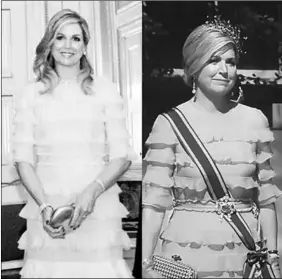  ??  ?? Koningin Máxima droeg haar okergele jurk eerder al. (Foto: Omroep West)