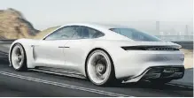  ??  ?? The Porsche Mission E, which is several years away from production, will be able to charge to 80 per cent capacity in about 15 minutes, according to Porsche.