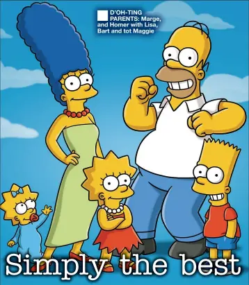  ??  ?? D’OH-TING PARENTS: Marge, and Homer with Lisa, Bart and tot Maggie