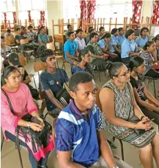  ?? Photo: Shratika Naidu ?? Students gathered at the Labasa College during the roadshow in Labasa on November 28, 2020.
