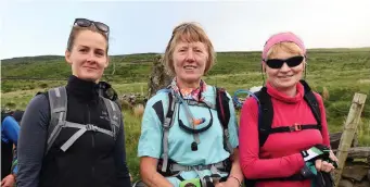  ??  ?? Climber Mary Scannell with Ann Daly and Bridie O’Connor