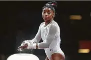  ?? Matthias Schrader / Associated Press ?? Simone Biles was named in the ongoing lawsuit and bankruptcy case against USA Gymnastics.