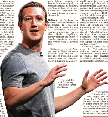  ??  ?? Facebook-chef Mark Zuckerberg. Foto: Manu Fernandez/dpa/pa