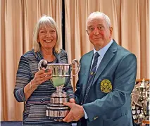  ?? ?? Bev Rees with one of her five trophies