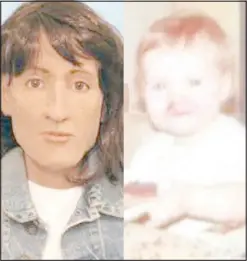  ?? Submitted photo ?? A composite image of Shauna Garber (left) and a photo of her as a toddler, the only photo investigat­ors had of her.