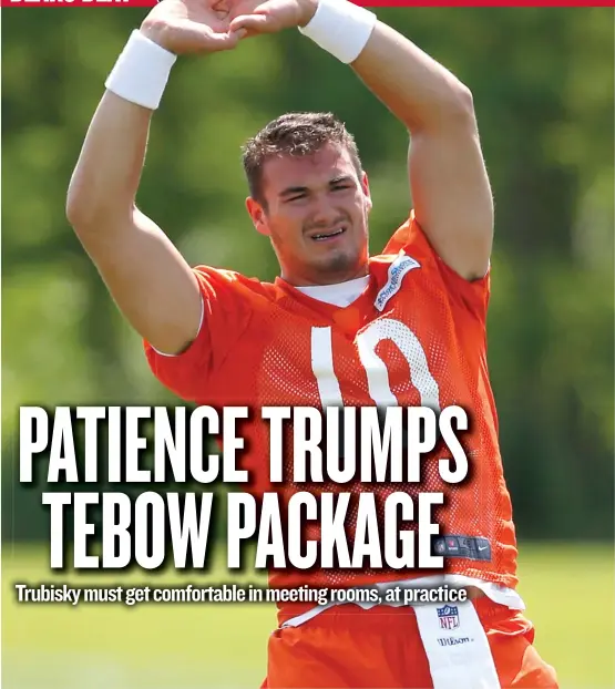  ?? | NAM Y. HUH/ AP ?? Rookie quarterbac­k Mitch Trubisky says the Bears are giving him room to grow and are not rushing him, but he also wants to be ready as soon as possible.