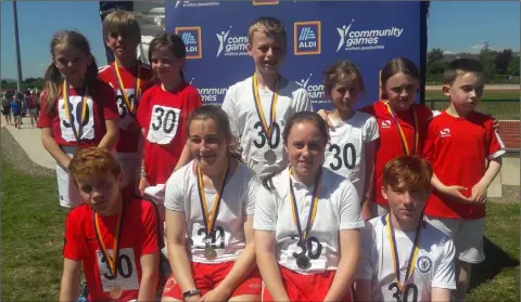  ??  ?? Athletes from Kilanerin at the Community Games finals in The Hub, Enniscorth­y.