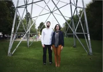  ?? MELISSA RENWICK/TORONTO STAR ?? Jake Tobin Garrett and Helena Grdadolnik are trying to push the Green Line initiative, a 5K linear park and trail.