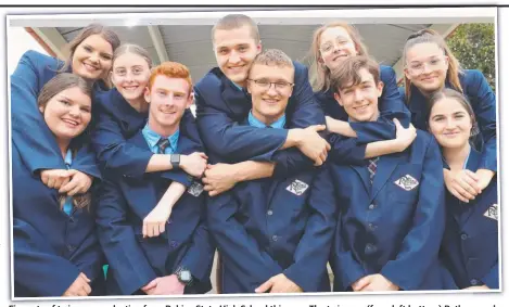  ??  ?? Five sets of twins are graduating from Robina State High School this year. The twins are (from left bottom) Bethany and Jessica Tryer, Mason and Montanah Coe, Elliott and Tom Ansell, Luc and Solene Prisse, and Brooke and Sarah Scheuner. Picture: Glenn Hampson