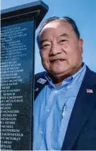  ?? ?? MARK RIGHTMIRE, SCNG Joe Pak at the Fullerton Korean War Memorial dedication in 2021.