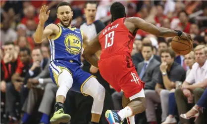  ?? Photograph: Troy Taormina/USA Today Sports ?? Stephen Curry’s Warriors were toppled by James Harden and the Rockets in Houston.