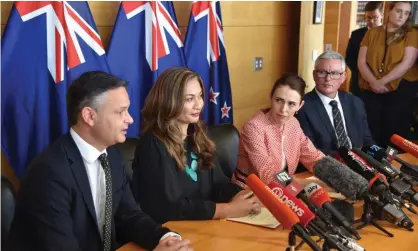  ?? Photograph: Ben Mckay/AAP ?? New Zealand’s Green party co-leaders James Shaw and Marama Davidson signed a ‘cooperatio­n agreement’ with prime minister Jacinda Ardern’s Labour party in 2020.