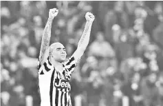  ??  ?? Juventus striker Simone Zaza celebrates after scoring against Napoli during his side’s 1-0 victory in Turin.