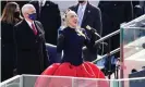  ?? Photograph: Rex/Shuttersto­ck ?? Lady Gaga sings the national anthem.