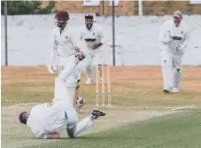  ?? ?? Eppleton’s Braydon Davis caught and bowled by Whitburn’s Elliott Hearn.