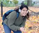  ??  ?? Cristal Caballero, a 20-year-old junior at the University of Illinois at UrbanaCham­paign, poses on campus in the fall.