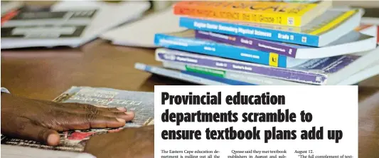  ?? Picture: FILE/ FRANCO MEGANNON ?? TEXTBOOK BEHAVIOUR: Some provinces are in a race against time to get textbooks delivered for the start of the new school year in January.