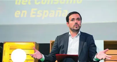  ?? EUROPA PRESS ?? El ministro de Consumo, Alberto Garzón, ayer, durante la presentaci­ón del estudio