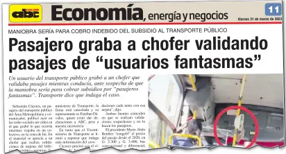  ?? ?? Facsímil de la publicació­n de ABC que hacía eco de la denuncia ciudadana de subsidios por pasajeros fantasma.