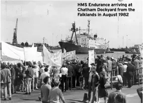  ?? ?? HMS Endurance arriving at Chatham Dockyard from the Falklands in August 1982