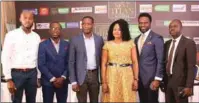  ??  ?? L- R: Marketing Manager, Hero Lager, Mr. Obum OkoIi; Next TitanSeaso­n 2 Winner; Mr. Davies Okeowo; Executive Producer, Next Titan, Mr. Mide Kunle-Akinlaja; Season 3 Winner, Marvis Marshal Idio; Chief Marketing Officer, Heritage Bank Plc, Mr. Fela...