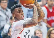  ?? RICK MADONIK/TORONTO STAR ?? Raptors reserve guard Delon Wright is averaging 18 points in Toronto’s three playoff games at home but just six in the two games at Washington. “Delon doesn’t play well anywhere else,” Washington’s Kelly Oubre Jr. said.