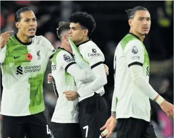 ?? AFP ?? VIRGIL van Dijk praises his Liverpool team mates for creating a “safe” environmen­t for Luis Diaz who is still waiting for his father’s release after being kidnapped by rebels in Colombia. |
