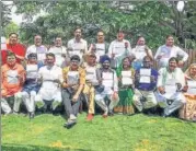  ?? PTI ?? Some of the Madhya Pradesh Congress MLAS displaying their resignatio­n letters in Bengaluru on March 10.