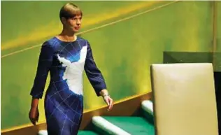  ??  ?? Kersti Kaljulaid, 49 anni, presidente estone, all’Assemblea generale dell’Onu, a fine settembre