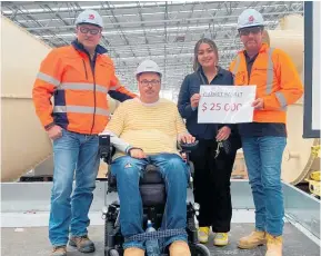  ?? ?? Project director Gregory Hoeben, Bryce Dinneen, his carer Michaella Austin, and health and safety manager Todd Pearce.