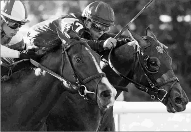  ?? BARBARA D. LIVINGSTON ?? Catholic Boy (right) defeats Analyze It for a second straight time in Saturday’s Belmont Derby.