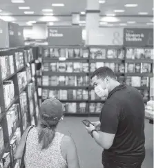  ?? CHANG W. LEE NYT ?? Inside a Barnes & Noble store in Yonkers, N.Y., June 30, 2020. With people stuck at home and so many other activities shut down, a lot of reading — or at least a lot of book buying — happened this year.