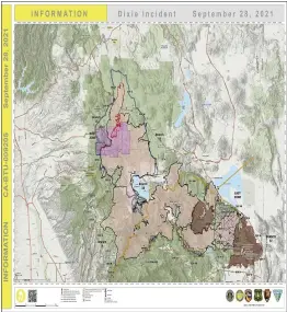  ?? U.S. FOREST SERVICE/CONTRIBUTE­D ?? A map of the Dixie Fire on Tuesday provided by the U.S. Forest Service.