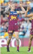  ?? Picture: AAP IMAGE ?? Dayne Beams celebrates a Lions goal.