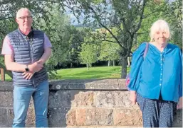  ??  ?? The Rt Rev Dr Martin Fair and Marion Hutchison, who have been raising awareness of mental health support services after Marion’s son Scott, above right, took his own life in May 2018.