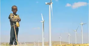 ??  ?? A wind farm in Ethiopia, one of many countries where the World Bank has placed investment in alternativ­e energies